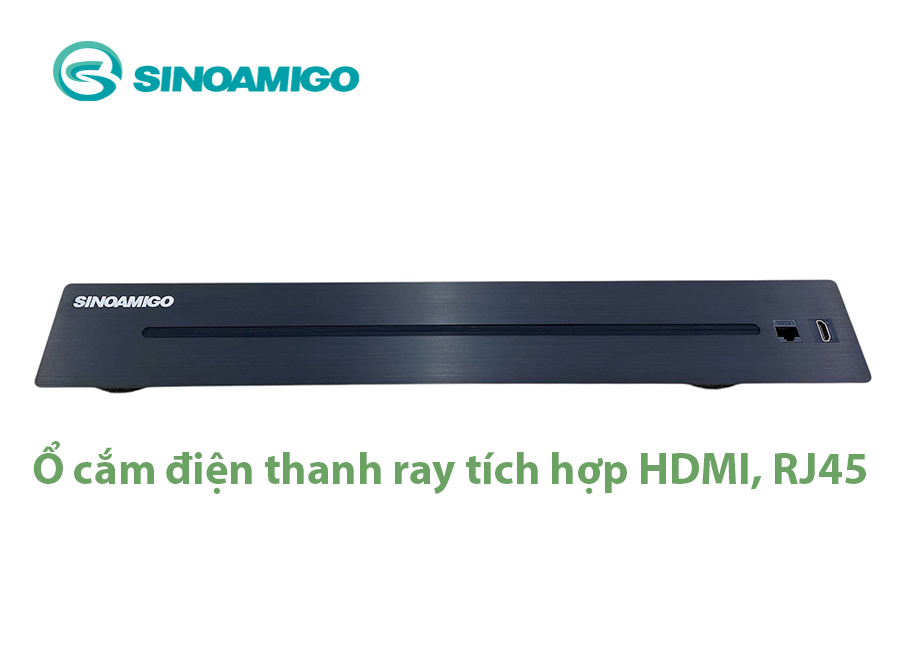 Thanh ray ổ cắm lắp  âm bàn chính hãng Sino Amigo kêt hợp cổng mạng, HDMI  sang trọng đẳng cấp SPT-1AS-50-K